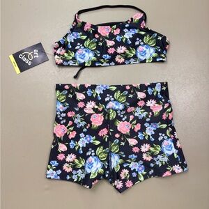 Art Class Floral Swimsuit Set Girls Size Medium 8 NWT UPF 50+